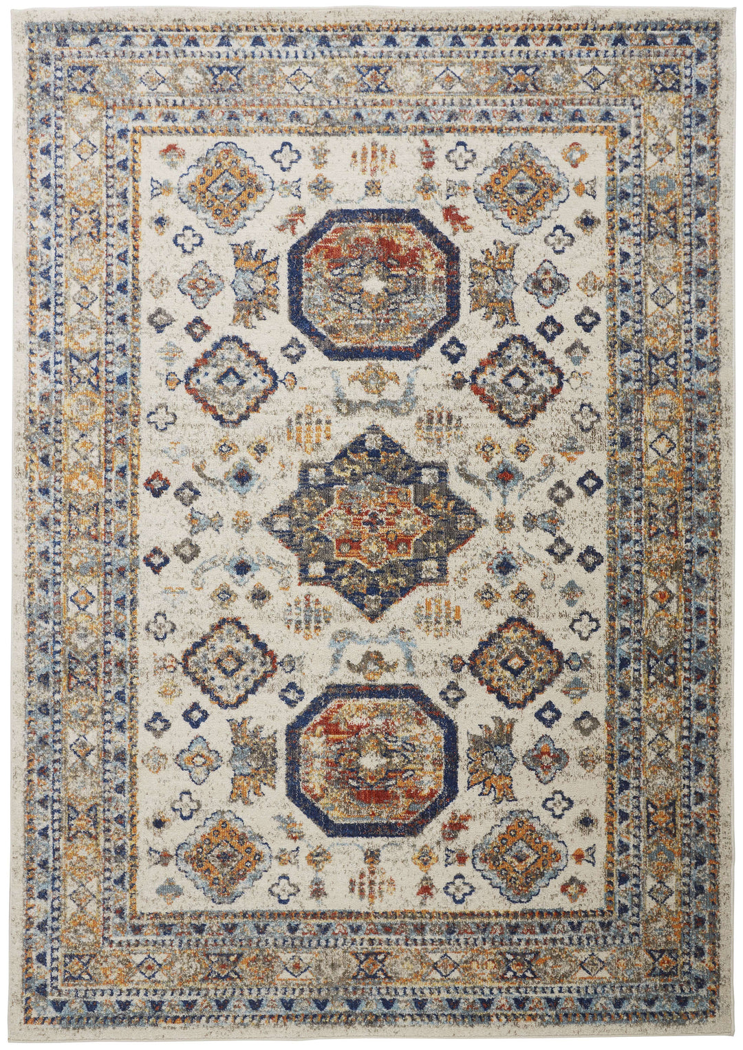 Feizy Feizy Bellini Vintage Bohemian Rug - Bright Orange & Blue - Available in 8 Sizes 5'-3" x 7'-6" I78I3137MLT000E76