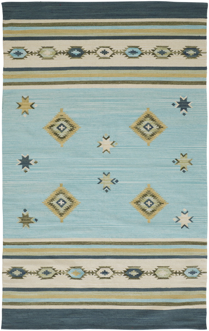 Feizy Feizy Dharma Southwestern Flatweave Rug - Sky Blue & Evergreen - Available in 4 Sizes