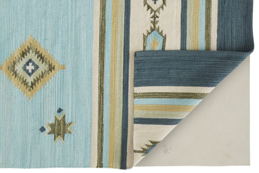 Feizy Feizy Dharma Southwestern Flatweave Rug - Sky Blue & Evergreen - Available in 4 Sizes