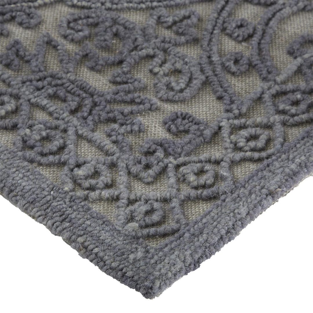 Feizy Feizy Isla Geometric Floral High & Low Pile Rug - Gray & Slate Blue - Available in 3 Sizes