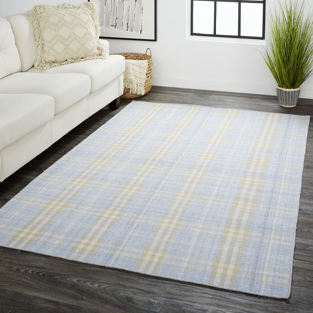 Feizy Feizy Jemma Soft Casual Plaid Handmade Rug Rug - Ice Blue & Latte Tan - Available in 4 Sizes