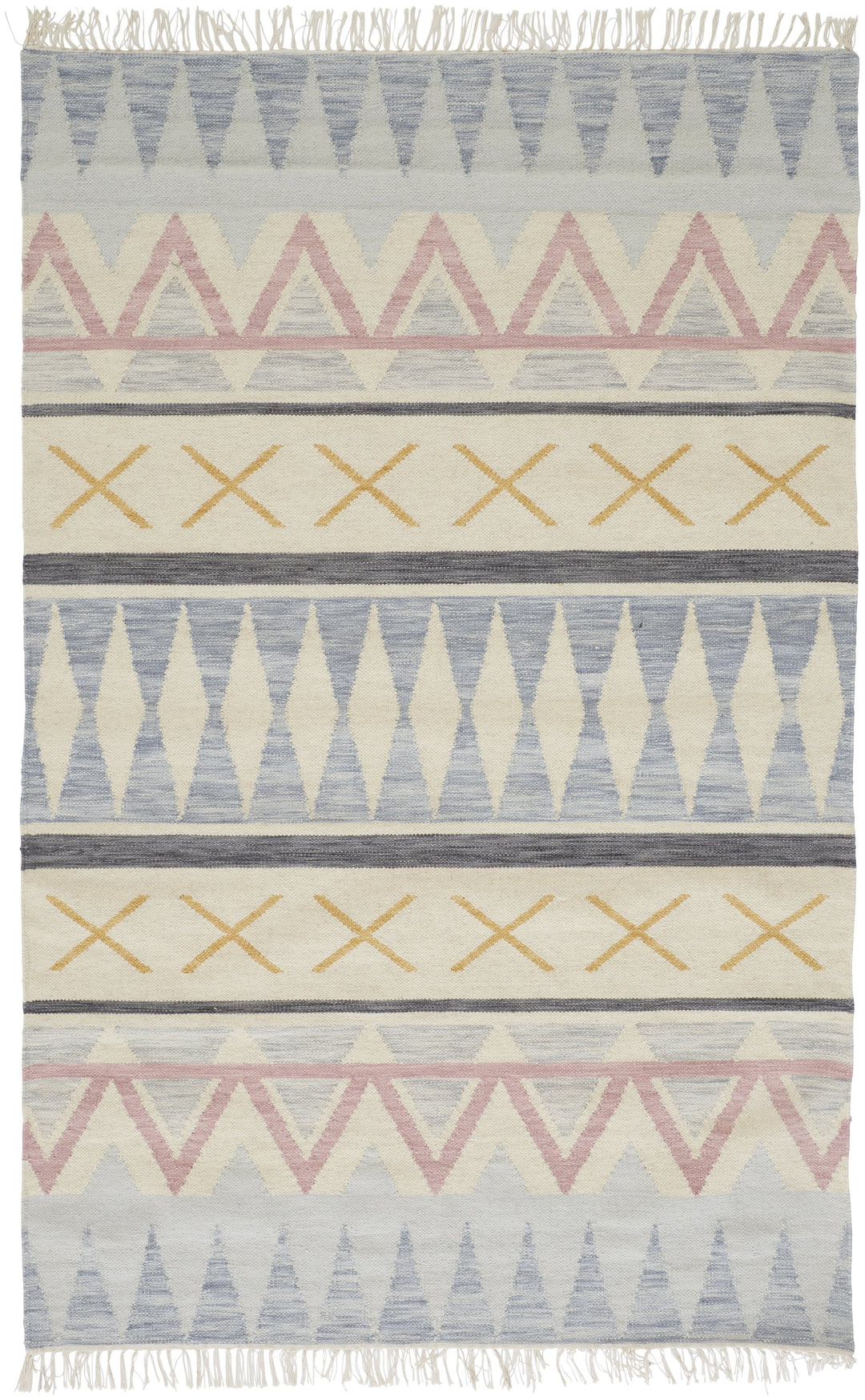 Feizy Feizy Ezra Southwestern with Fringe Rug - Slate Gray & Beige - Available in 4 Sizes