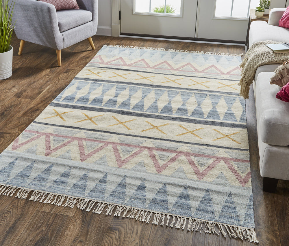 Feizy Feizy Ezra Southwestern with Fringe Rug - Slate Gray & Beige - Available in 4 Sizes