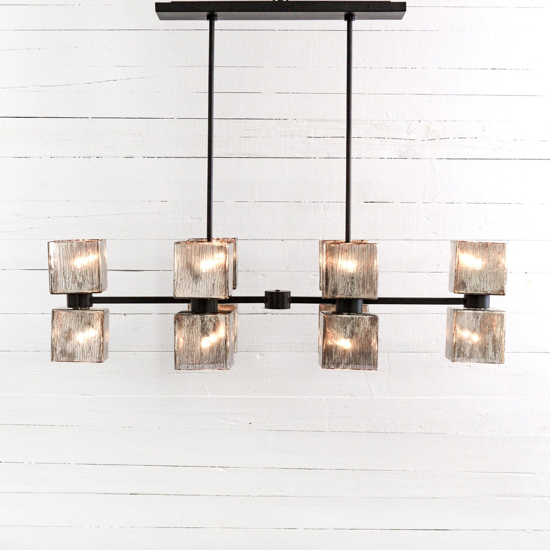 Avalon Linear Chandelier - Antiqued Iron - Umber Grey