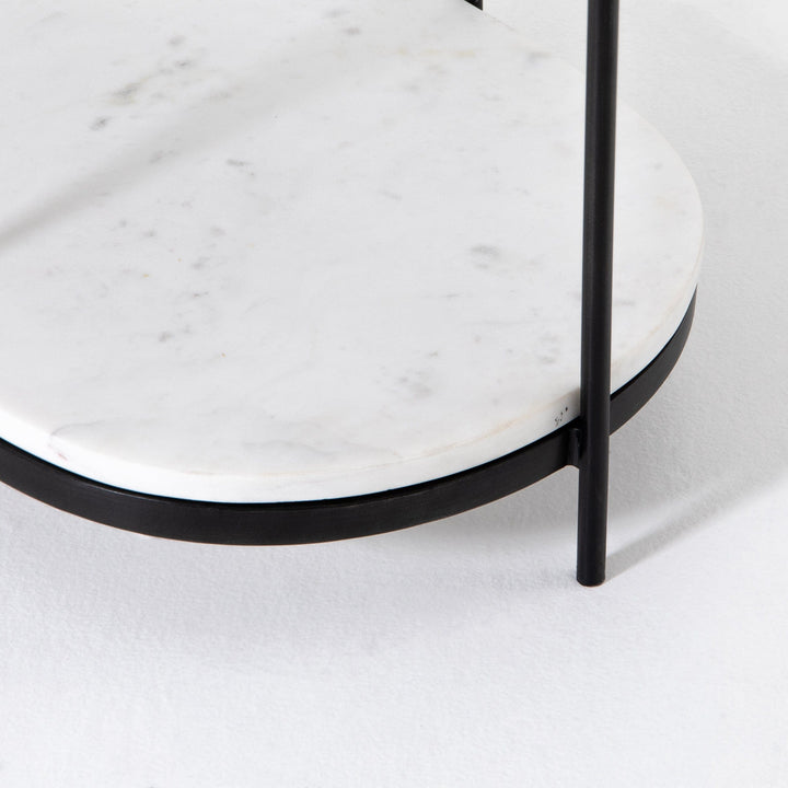 Finn Oval Nightstand - Hammered Grey With Clear Powder Coat