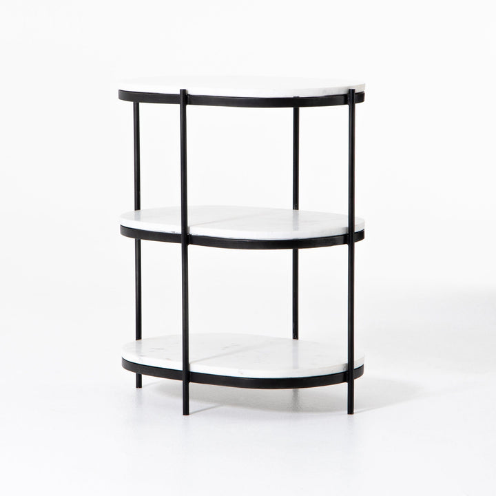 Finn Oval Nightstand - Hammered Grey With Clear Powder Coat