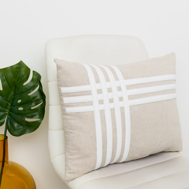 Koff Grid Linen Pillow - Linen/White