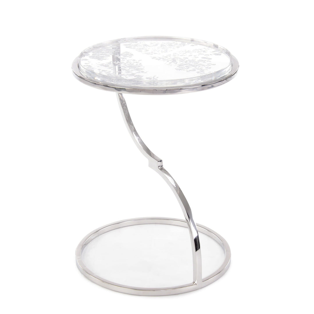 John Richard Polished Silver Accent Table - White
