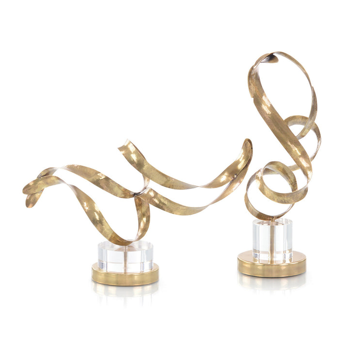 John Richard Antique Brass Sculptural Ribbons III - Brass