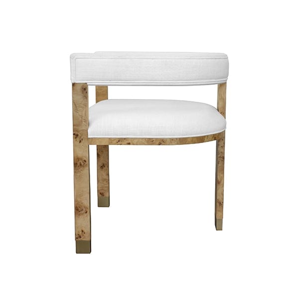 Worlds Away Worlds Away Jude Modern Dining Chair with White Linen Upholstery - Matte Burl Wood JUDE BW