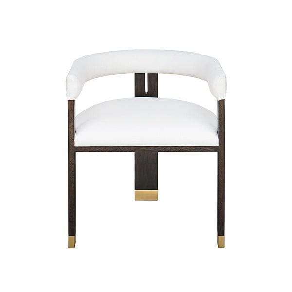 Worlds Away Worlds Away Jude Modern Wooden Dining Chair with White Linen Upholstery - Dark Espresso Oak JUDE