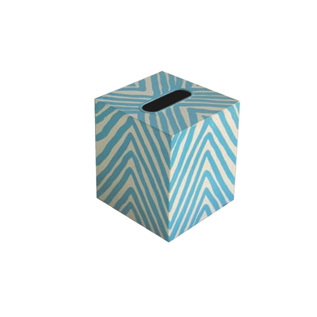 Worlds Away Worlds Away Kleenex Tissue Box Cover - Turquoise & Cream KBZET