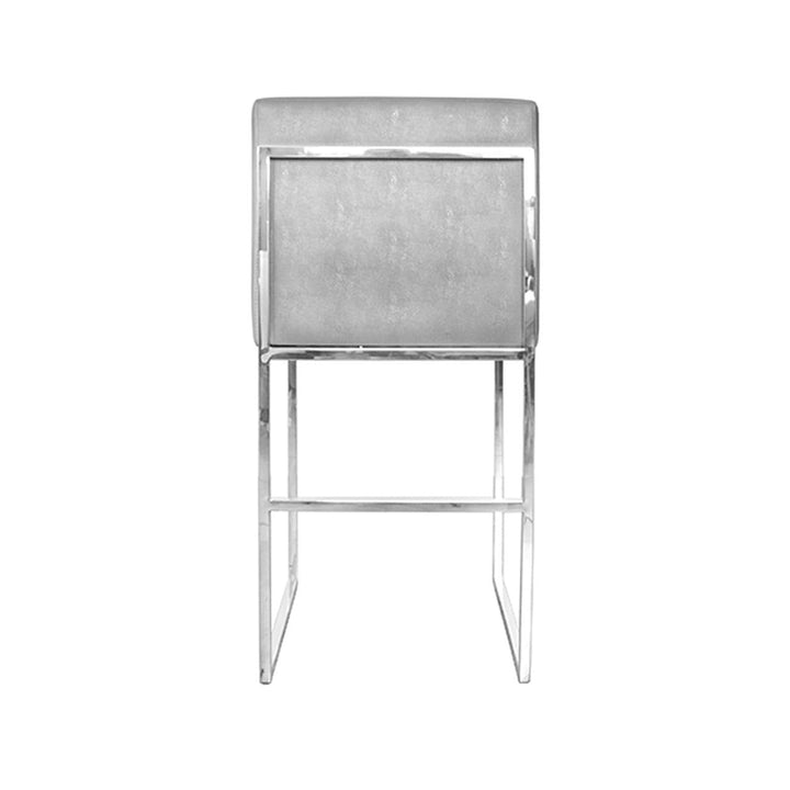 Worlds Away Worlds Away Kingston Faux Shagreen Gray Sounter Stool with Nickel Base KINGSTON NGRY