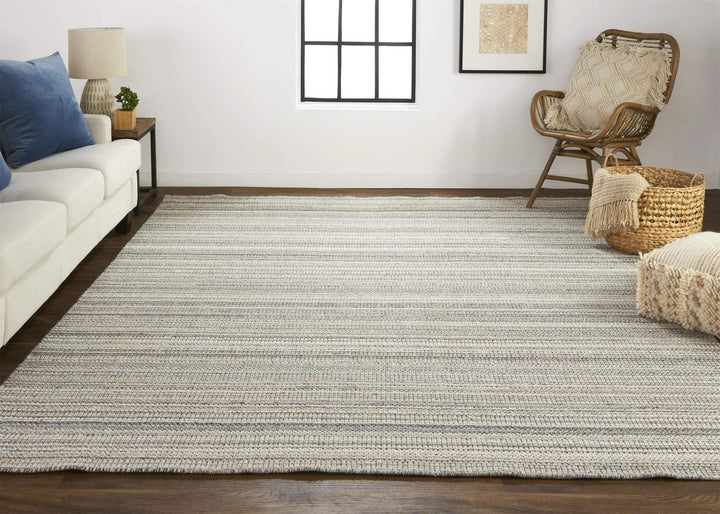 Feizy Feizy Keaton Handmade Wool Neutral Stripe Rug - Tan & Ivory - Available in 6 Sizes