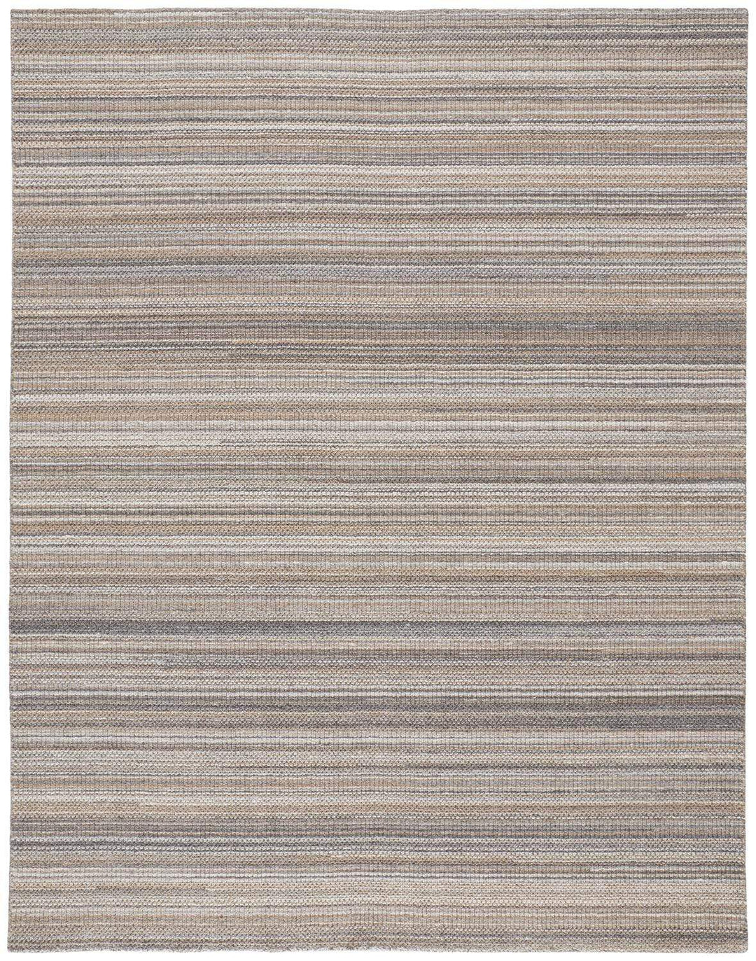 Feizy Feizy Keaton Handmade Wool Neutral Stripe Rug - Tan & Silver Gray - Available in 6 Sizes 4' x 6' KTN8018FBRNMLTC00