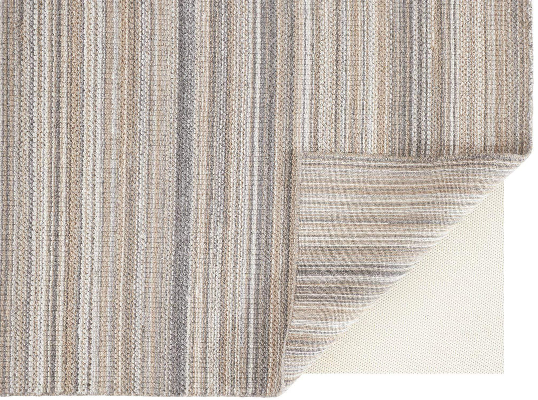 Feizy Feizy Keaton Handmade Wool Neutral Stripe Rug - Tan & Silver Gray - Available in 6 Sizes