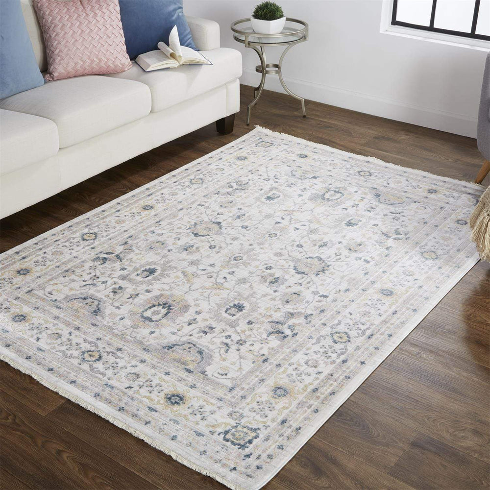 Feizy Feizy Kyra Geometric Floral Rug - Beige & Indigo - Available in 7 Sizes
