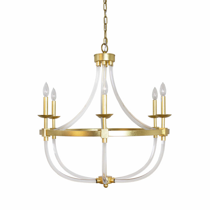 Worlds Away Worlds Away Layla Six Light Chandelier with Acrylic Frame and Gold Leaf Details LAYLA G