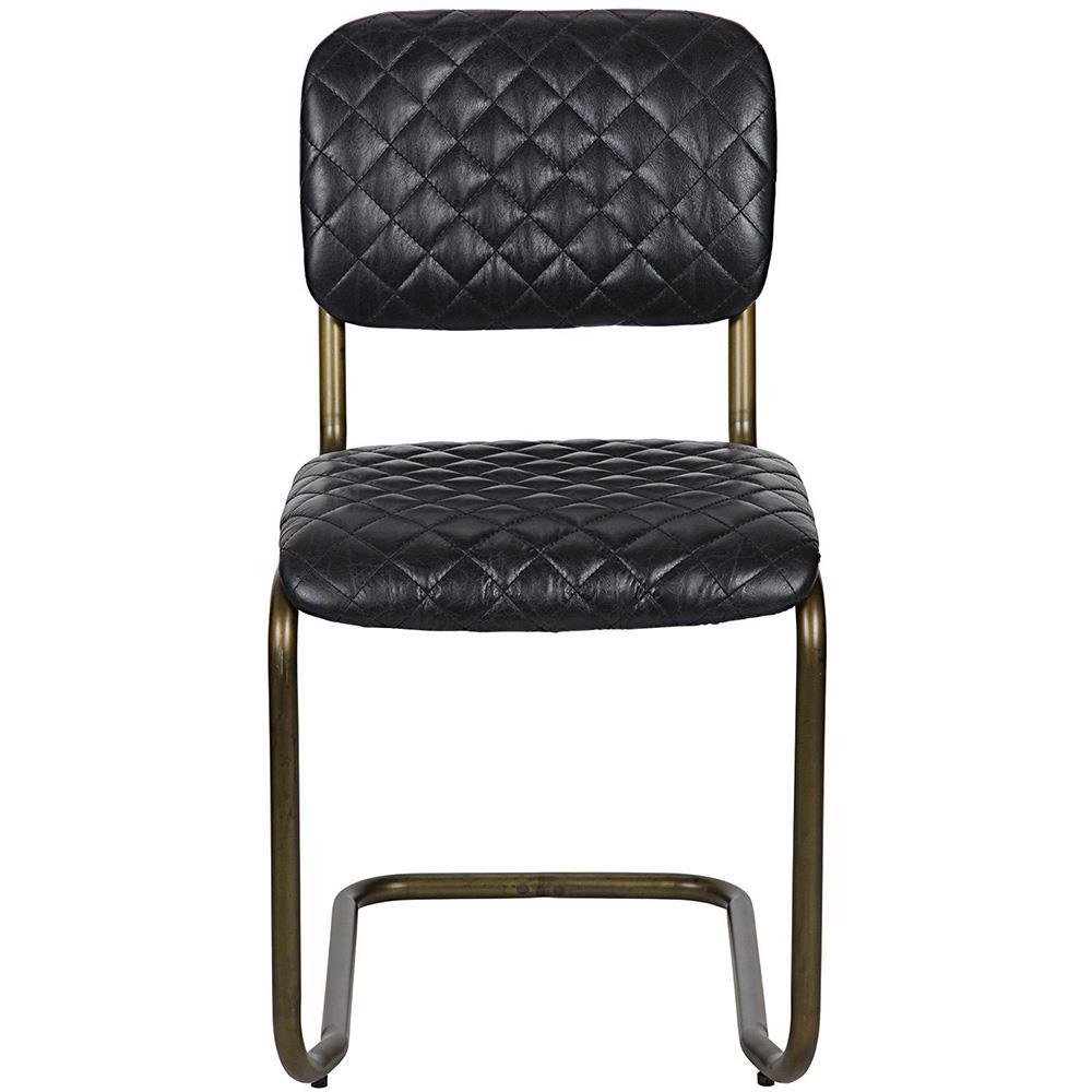 0037 Vintage Black Leather Dining Chair