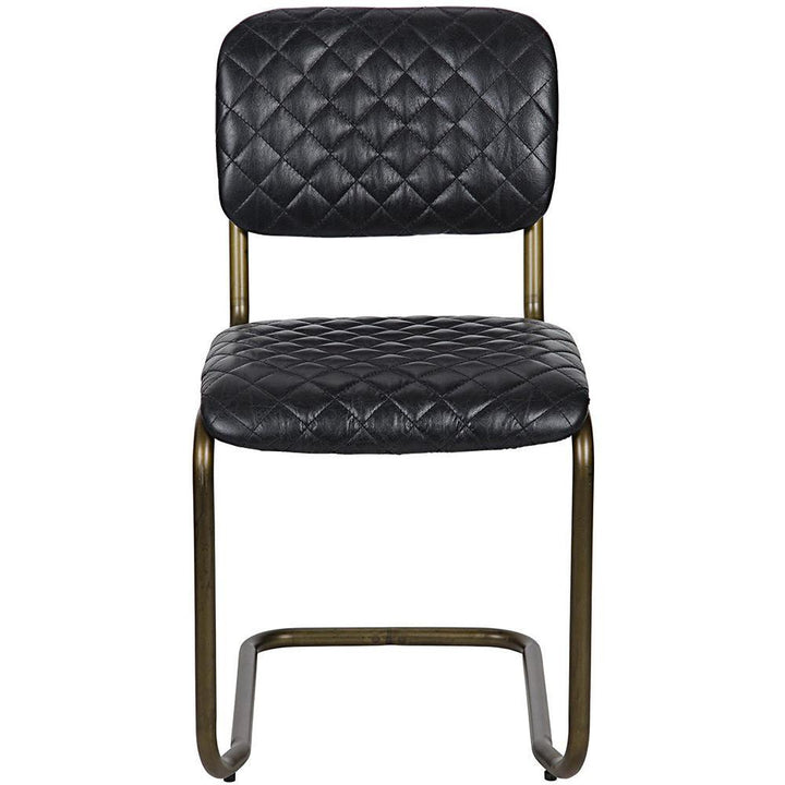 0037 Vintage Black Leather Dining Chair