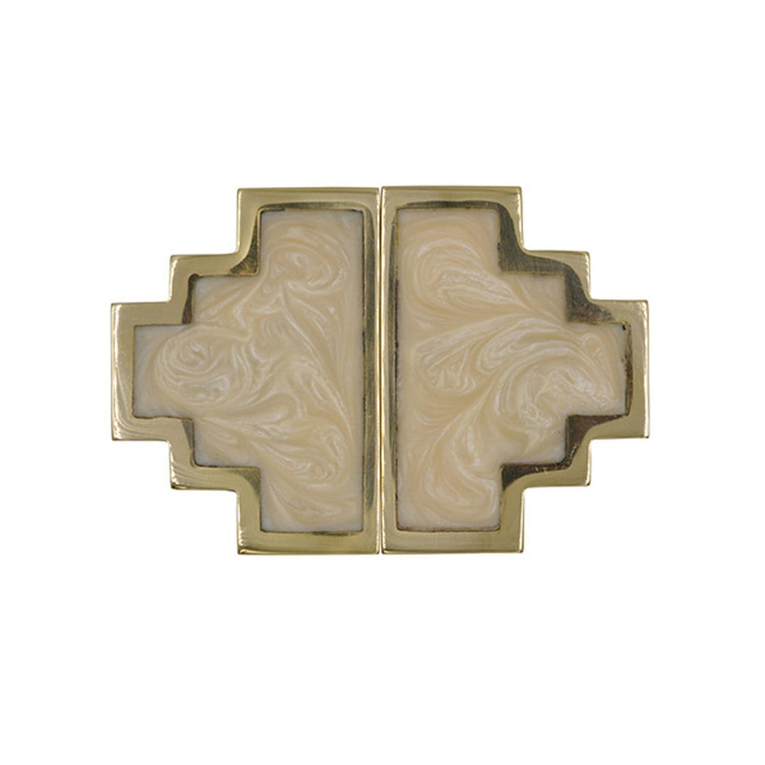 Worlds Away Worlds Away Levi Geometric Knob Pair with Inset Resin - Polished Brass LEVI HCRM
