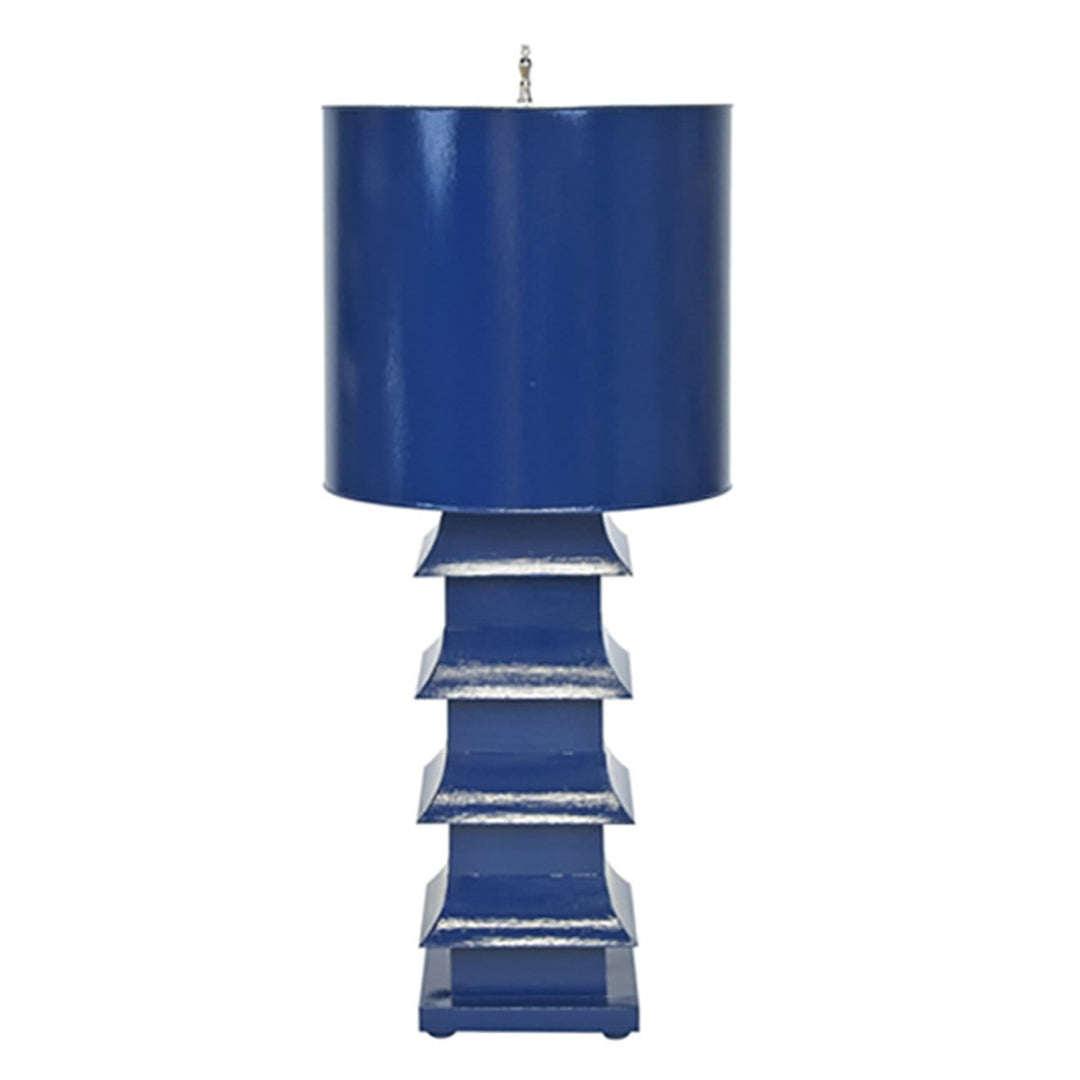 Worlds Away Worlds Away Pagoda Lamp Large with Metal Shade - Navy LMPHL-NV