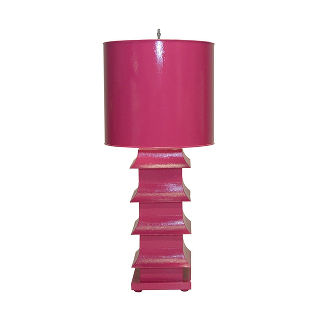Worlds Away Worlds Away Pagoda Lamp Large with Metal Shade - Pink LMPHL-PI