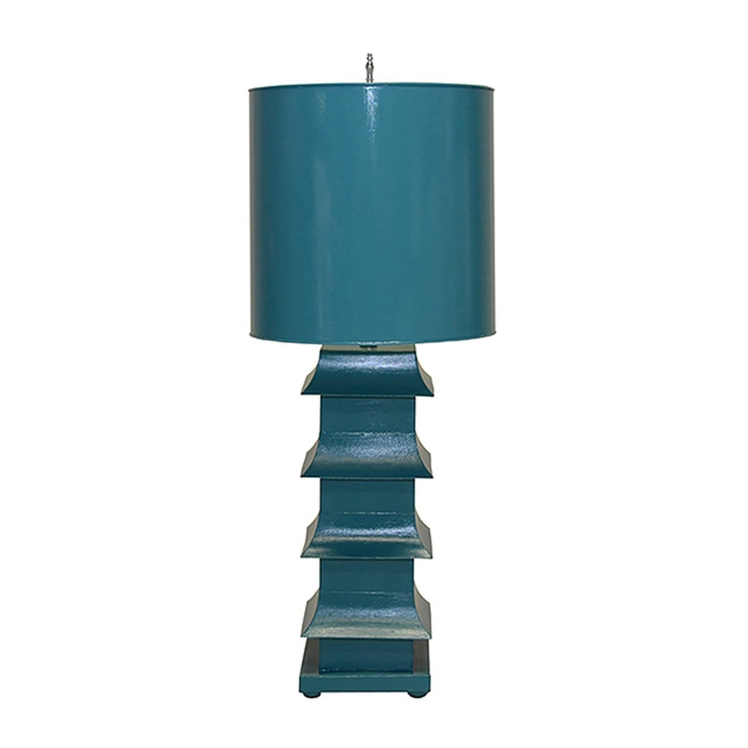 Worlds Away Worlds Away Pagoda Lamp Large with Metal Shade - Turquoise LMPHL-TU