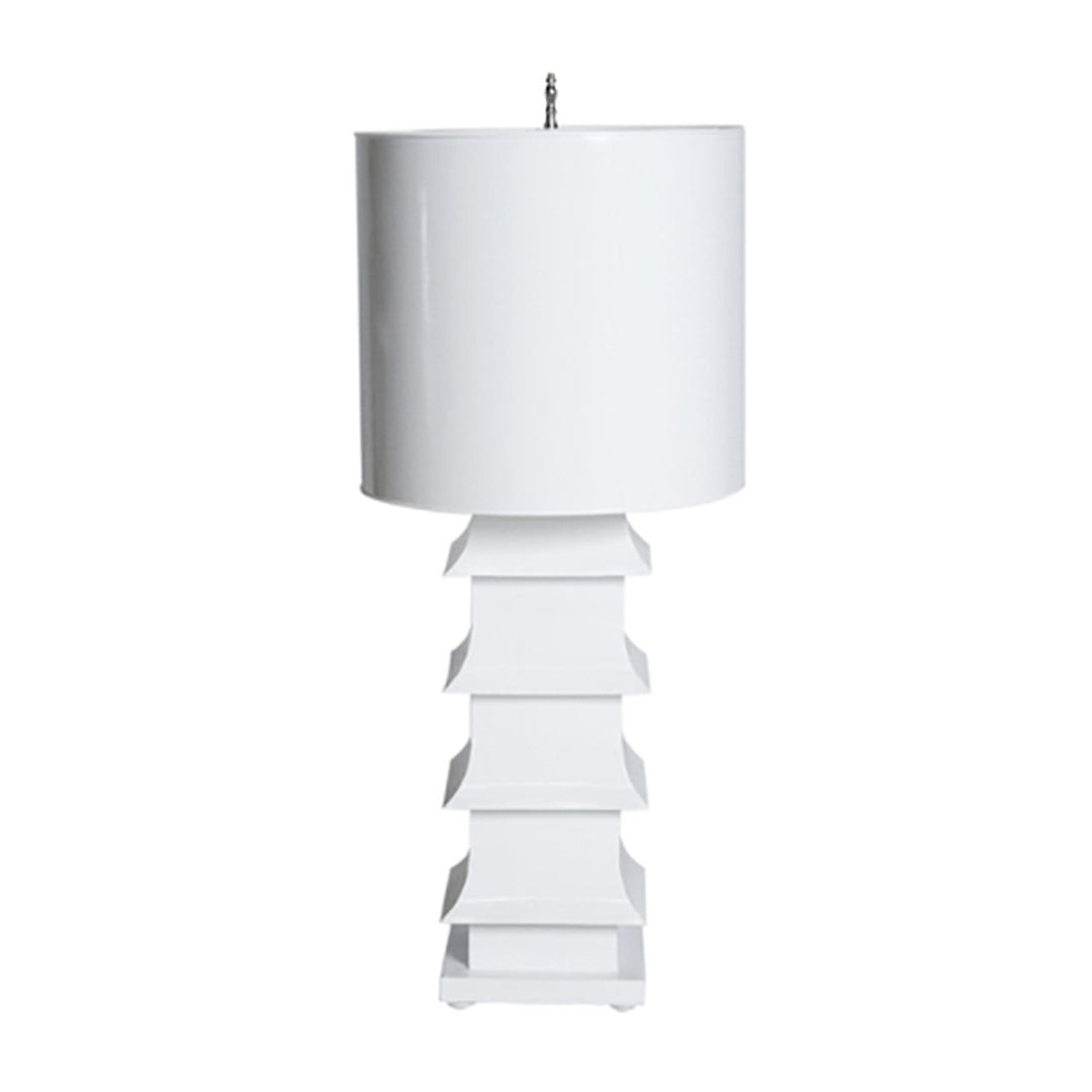 Worlds Away Worlds Away Pagoda Lamp Large with Metal Shade - White LMPHL-WH