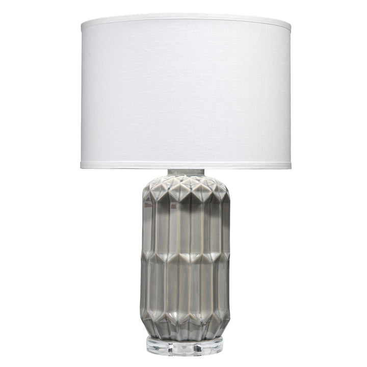 Jamie Young Jewel Table Lamp - Grey Ceramic White Linen