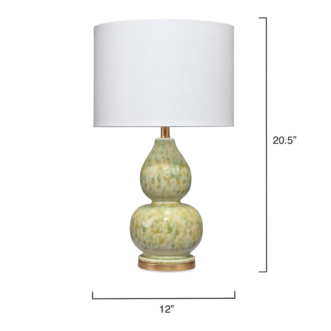 Jamie Young Whitney Table Lamp - Reactive Glaze Ceramic With Gold Leaf Metal White Linen - Available in 2 Colors