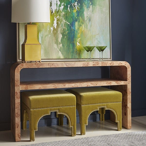 Worlds Away Worlds Away Marshall Waterfall Edge Two Tier Console Table - Matte Burl Wood MARSHALL BW