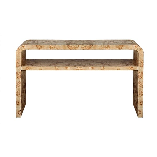 Worlds Away Worlds Away Marshall Waterfall Edge Two Tier Console Table - Matte Burl Wood MARSHALL BW