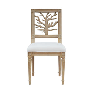 Worlds Away Coral Motif Back Dining Chair White Linen Sea - Available in 3 Colors