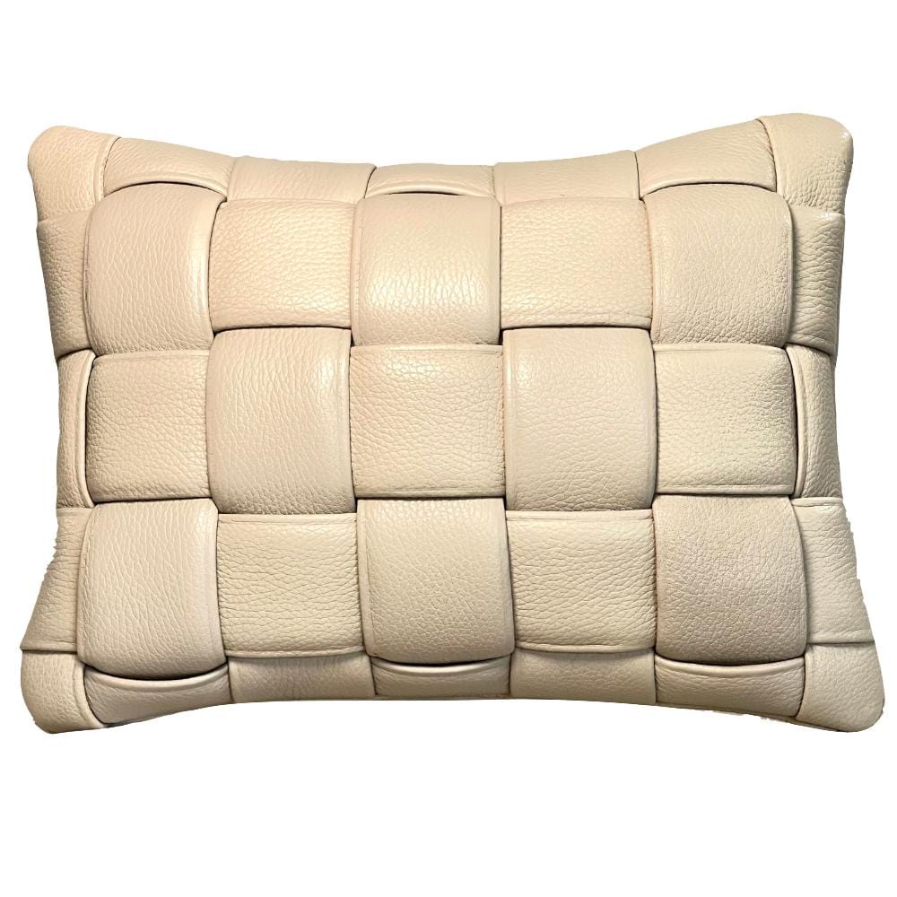 Koff Koff Medium Woven Leather Pillow - Bone KOFF-MEDIUM-BONE