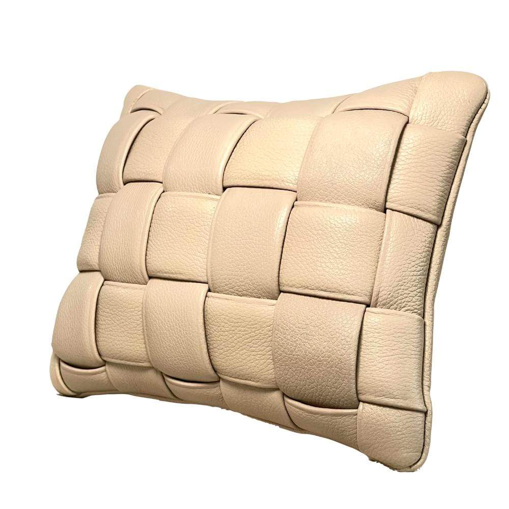 Koff Koff Medium Woven Leather Pillow - Bone KOFF-MEDIUM-BONE