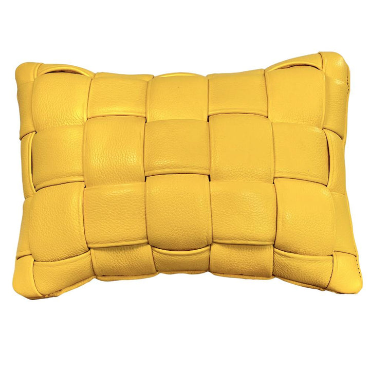 Koff Koff Mini Woven Leather Pillow - Canary KOFF-MINI-CANARY