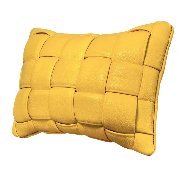 Koff Koff Mini Woven Leather Pillow - Canary KOFF-MINI-CANARY
