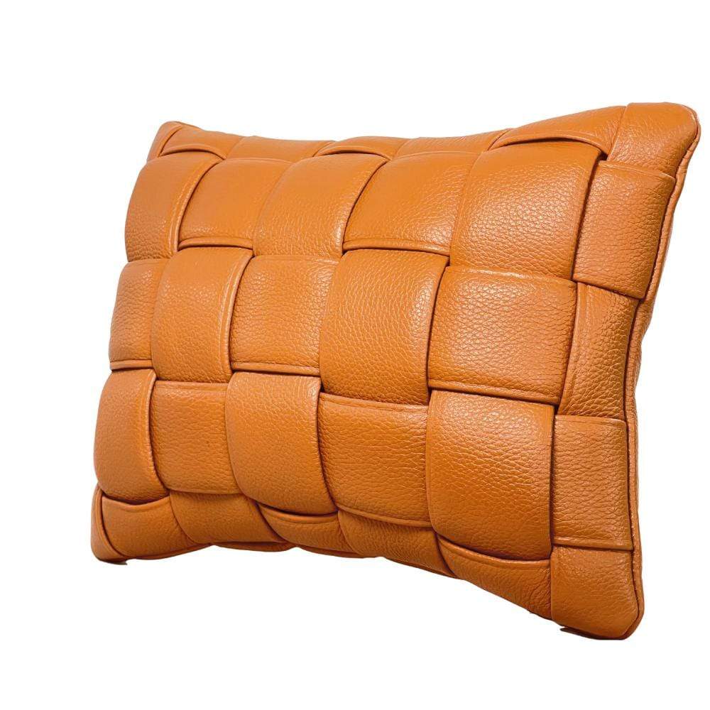 Koff Koff Medium Woven Leather Pillow - Cognac KOFF-MEDIUM-COGNAC