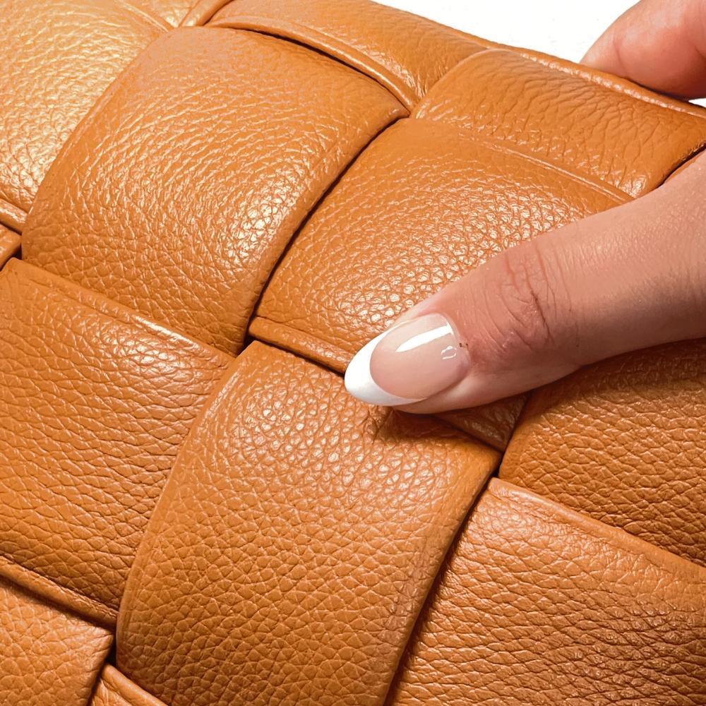 Koff Koff Mini Woven Leather Pillow - Cognac KOFF-MINI-COGNAC