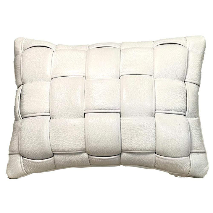 Koff Koff Medium Woven Leather Pillow - White KOFF-MEDIUM-WHITE