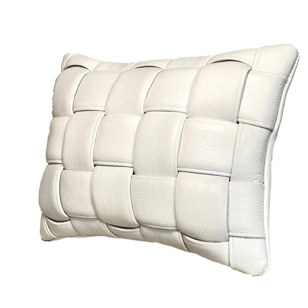 Koff Koff Medium Woven Leather Pillow - White KOFF-MEDIUM-WHITE