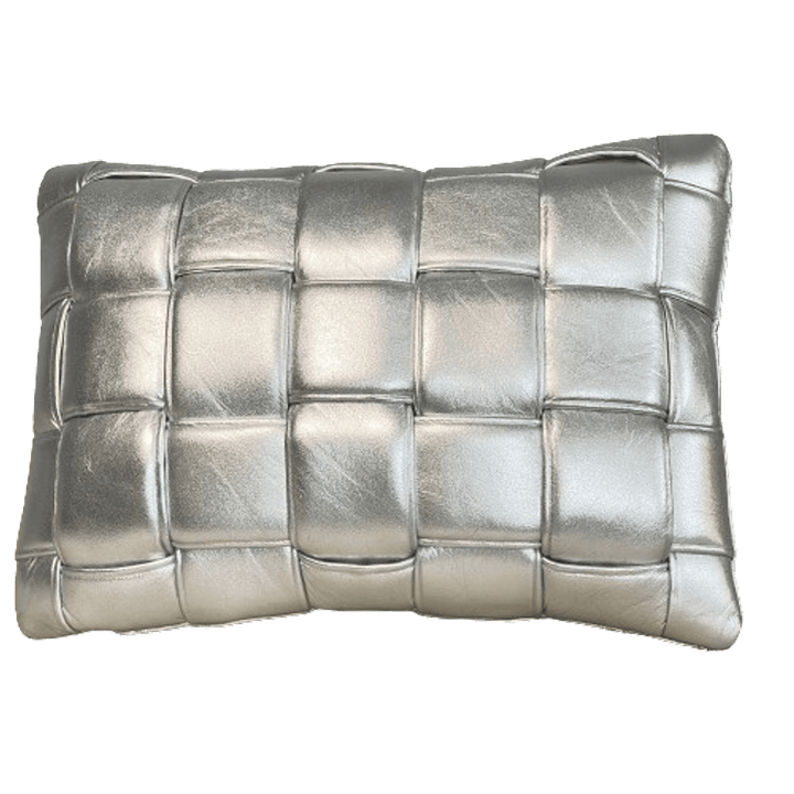 Koff Koff Mini Woven Leather Pillow - Silver KOFF-MINI-SILVER