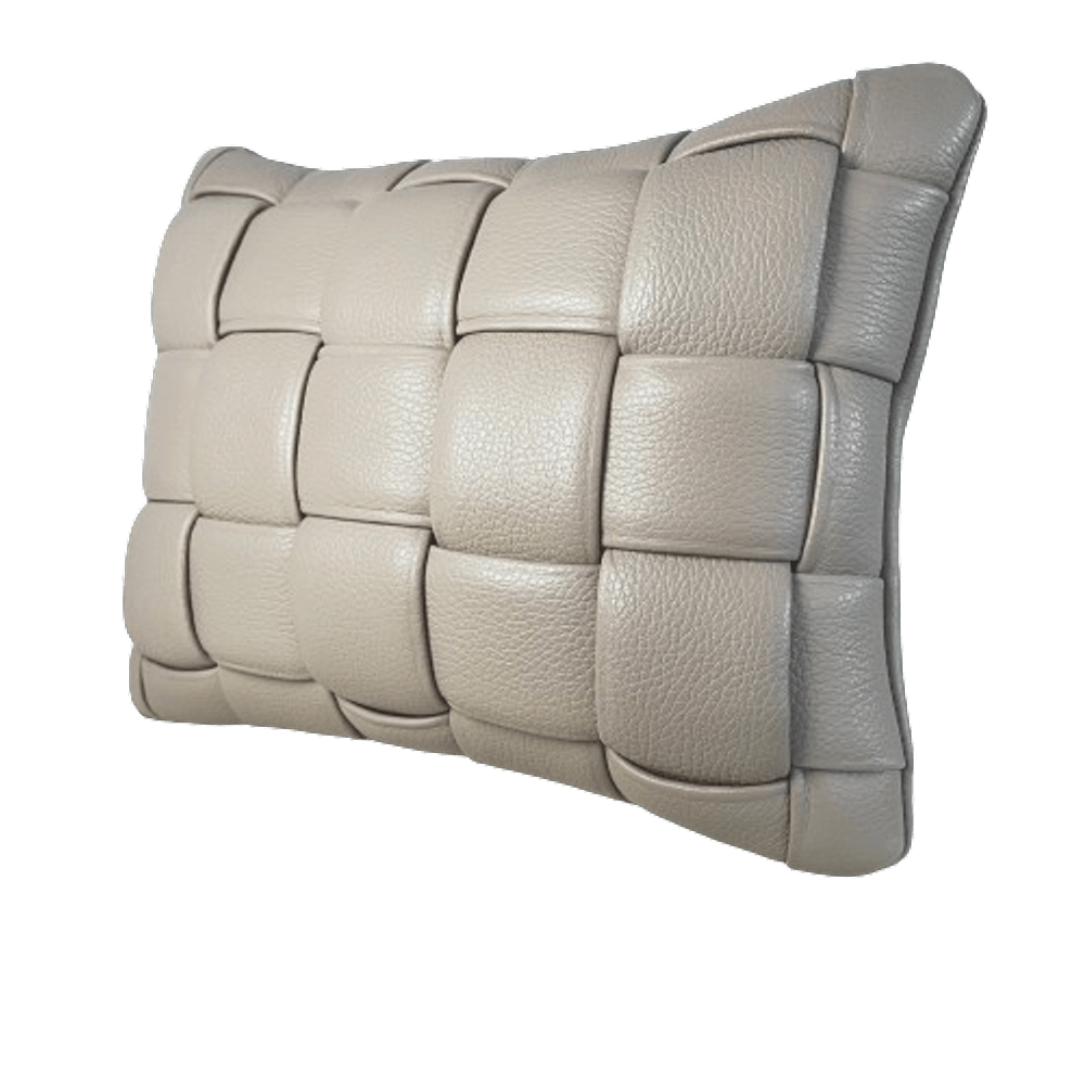 Koff Koff Medium Woven Leather Pillow - Taupe KOFF-MEDIUM-TAUPE