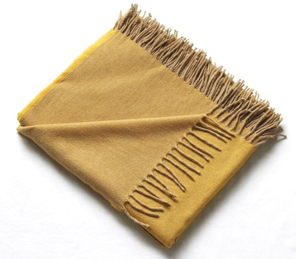 Harlow Henry Harlow Henry Cashmere Collection Throw Mustard With Sand Reverse