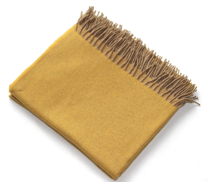 Harlow Henry Harlow Henry Cashmere Collection Throw Mustard With Sand Reverse