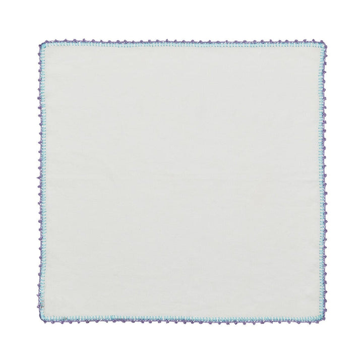 Kim Seybert Knotted Edge Napkin in White - Lilac & Blue - Set of 4