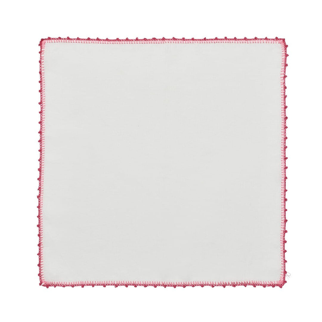 Kim Seybert Knotted Edge Napkin in White - Pink & Blush - Set of 4
