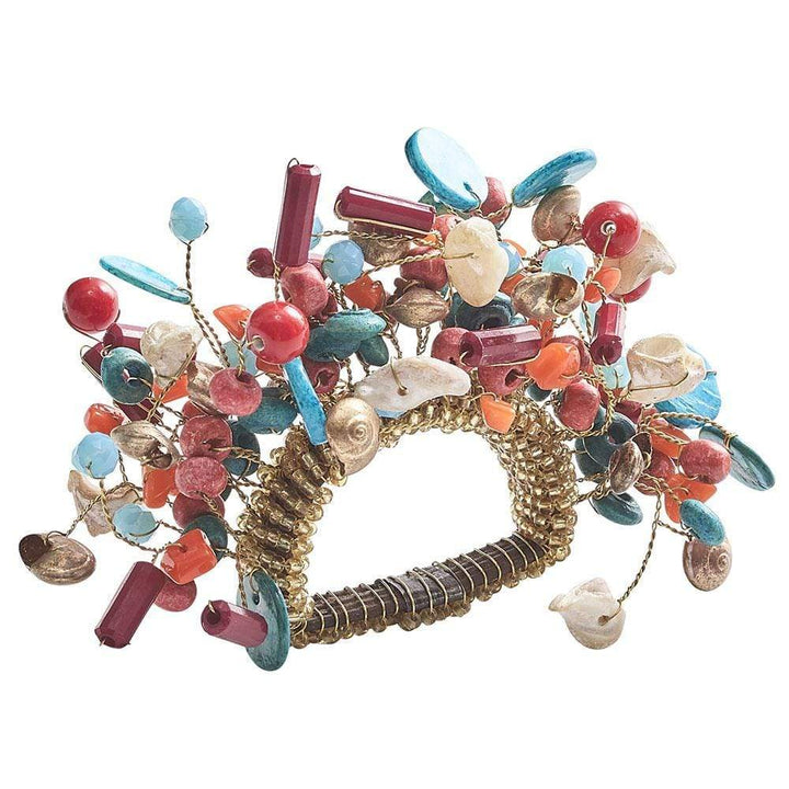 Kim Seybert Kim Seybert Cozumel Napkin Ring - Set of 4 - Coral & Turquoise NR1214028CORTQ