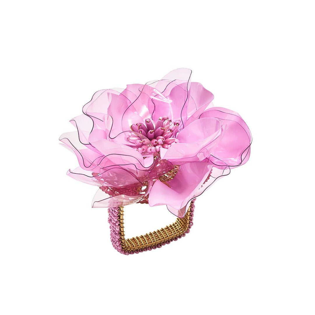 Kim Seybert Gardenia Napkin Ring in Lilac - Set of 4